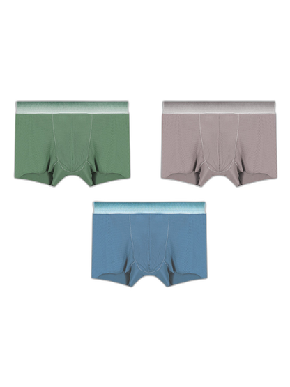 3 Pack Men's Breathable Threaded Fabric Ball Pouch Trunks
