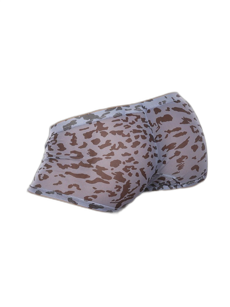 4 Pack Leopard Print See-through Mesh Trunks
