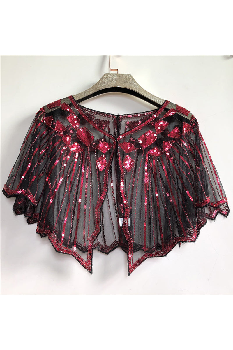 Embroidery Mesh See Through Sequins Patchwork Wraps