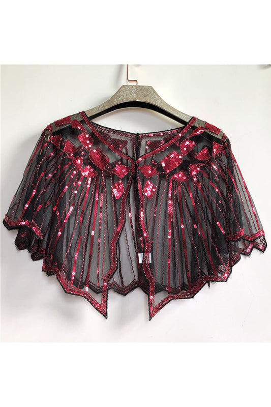 Embroidery Mesh See Through Sequins Patchwork Wraps