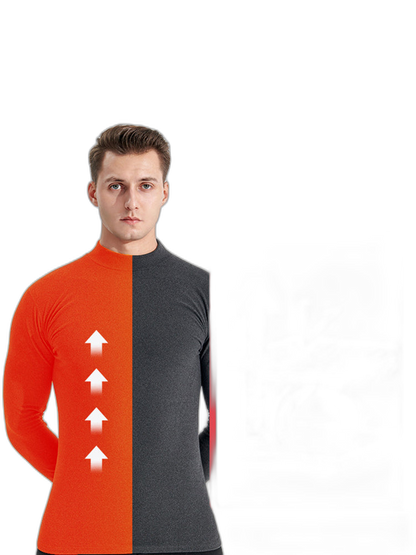 Mid-neck Men's Fleece Warm Bottoming Top T-shirt