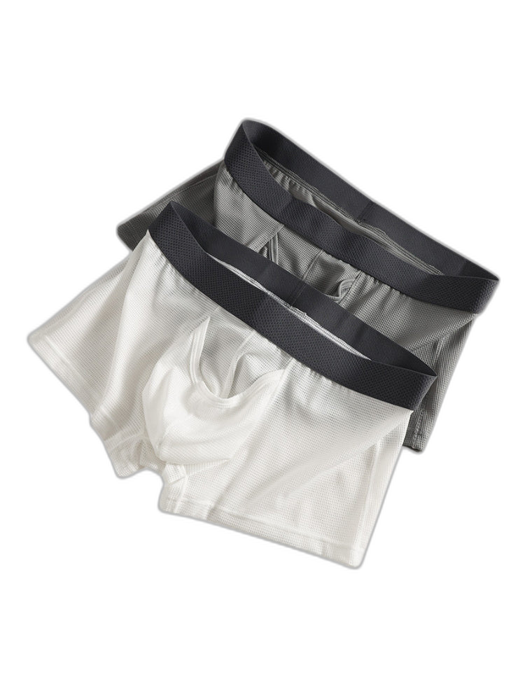 3 Pack Men's Ice Silk Front Split Pouch Breathable Mesh Cooling Comfort Trunks