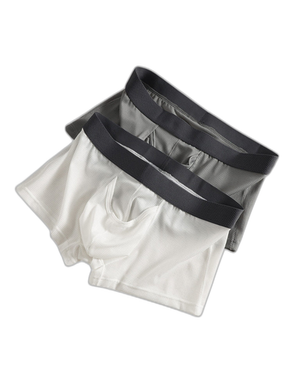 3 Pack Men's Ice Silk Front Split Pouch Breathable Mesh Cooling Comfort Trunks