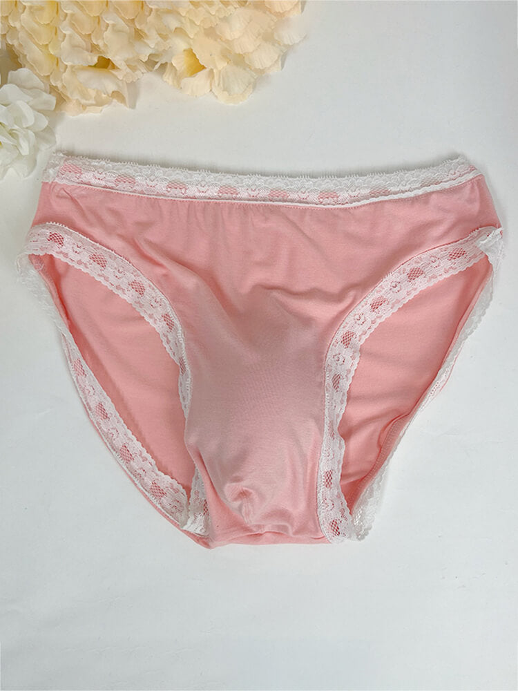 Men's Sexy Solid-Color Lace-Trim Comfortable Briefs