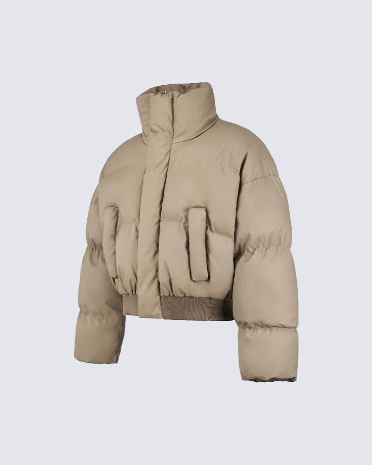 Simple High Neck Short Cotton Jacket
