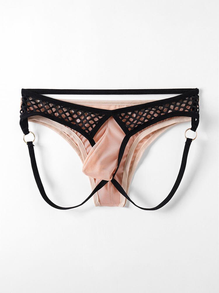 Men's Sexy Cut-Out Fishnet Stretchy Double Thong