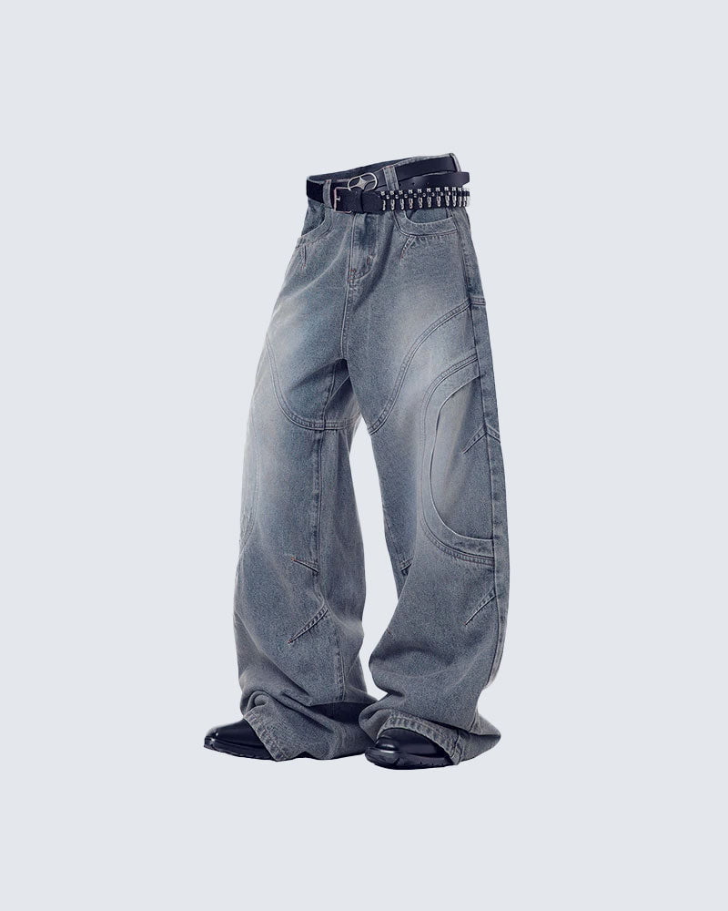 KIIKIO Vintage Style Loose Patchwork Jeans