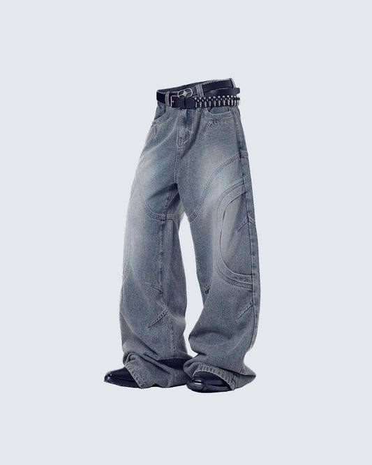 KIIKIO Vintage Style Loose Patchwork Jeans