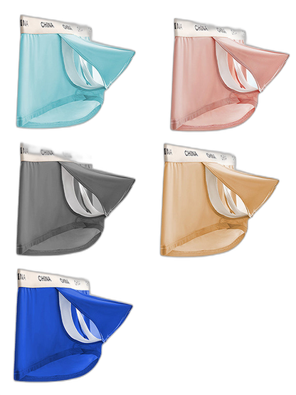 3 Pack Men's Ice Silk Bare-Sensation Breathable Lightweight Separating Trunks