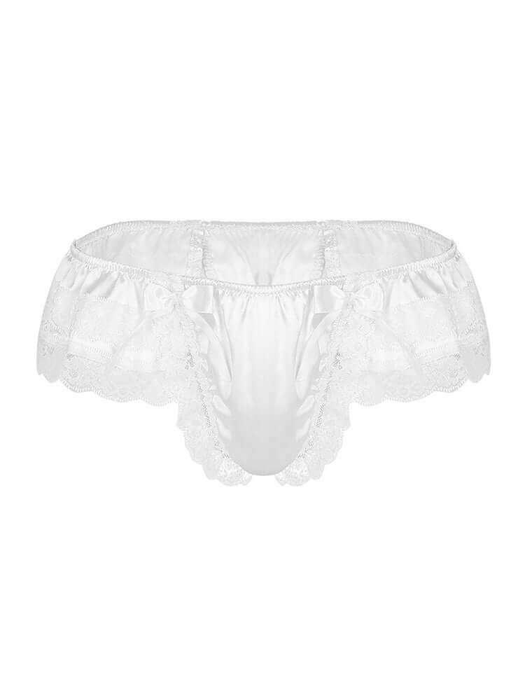 Men's Open Hip Lace Bow Spandex Thong