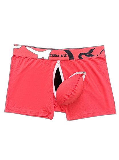 Men's Detachable Pouch Easy-Access Open Fly Modal Split-Crotch Boxers Briefs