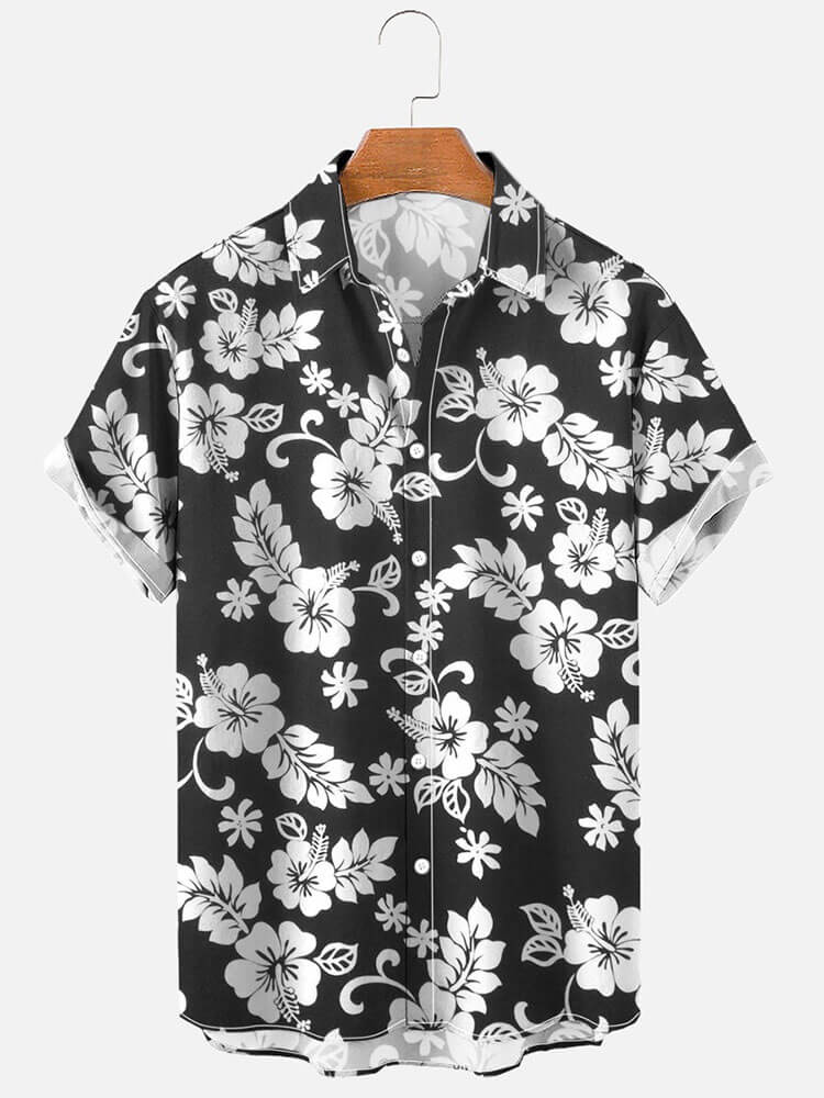 Men's Fashion Floral Print Short-Sleeve Shirt