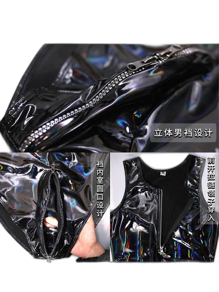 Men's Sexy Latex Corset Bodysuit Outfit