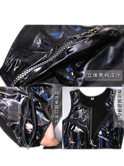 Men's Sexy Latex Corset Bodysuit Outfit