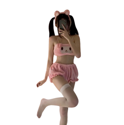 Kawaii Fur Sleepwear Set