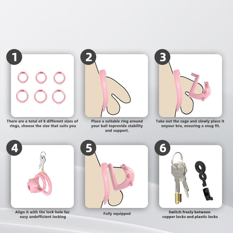 Adjustable Chastity Cage with Removable Silicone Studs | Remote Plug Compatible Locking Device
