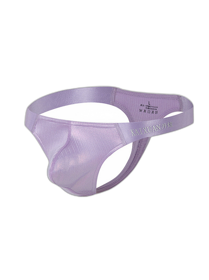3 Pack Men's Low Waist Transparent Sexy Large Pouch Ice Silk Thong