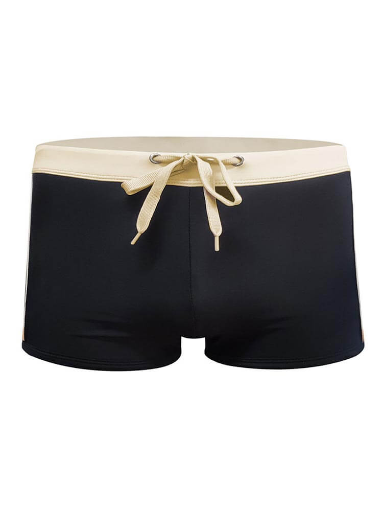 Men's Side Vertical Stripes Drawstring Swim Trunks