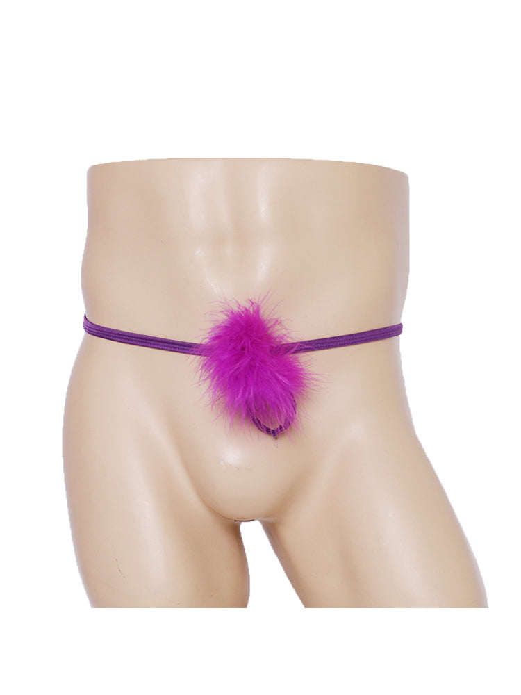Men's Revealing Buttocks Fluffy Thong
