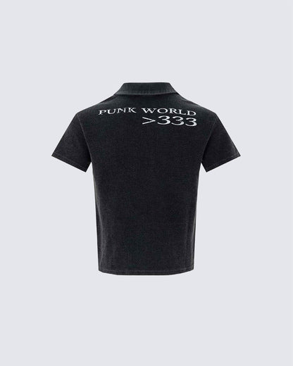 High Street Graphic Textured Washed New Polo T-Shirt