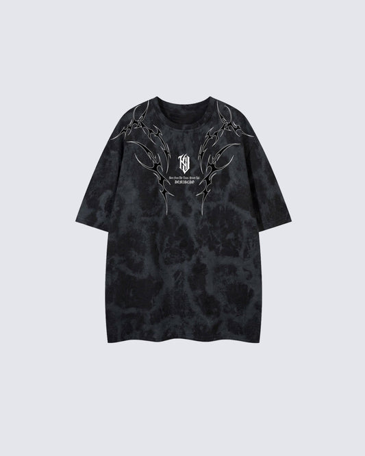 Tie-Dye Tribal Flame Graphic Oversized T-Shirt