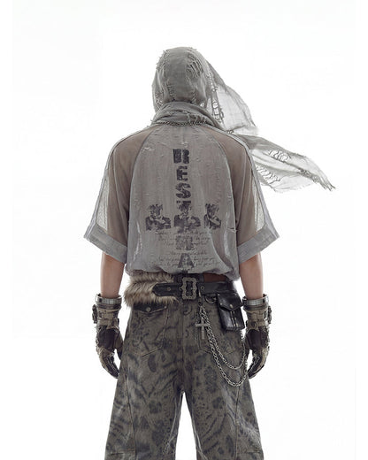 Wasteland Deconstructed Distressed Short Sleeve Tee New