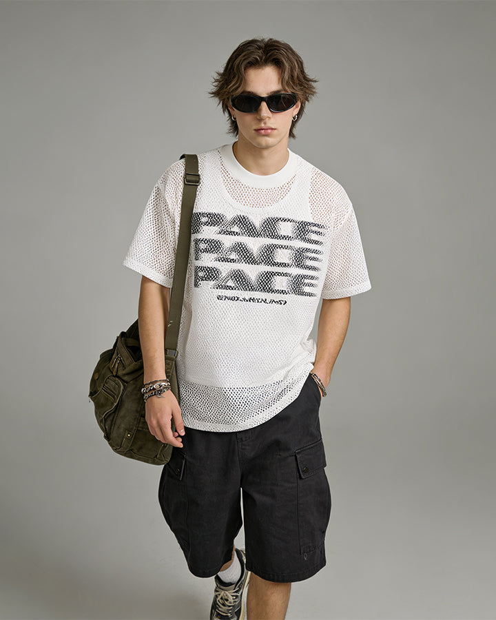 Y2K Racing Graphic Mesh New Short Sleeve Tee