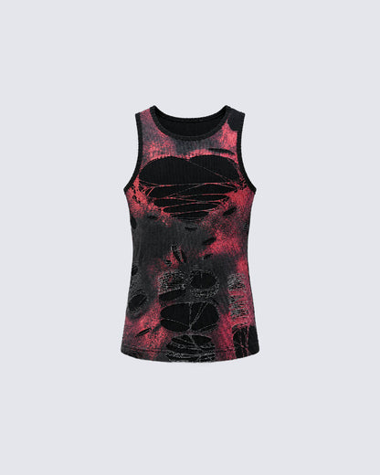 Y2K Distressed Cutout Sleeveless Knit New Tank Top