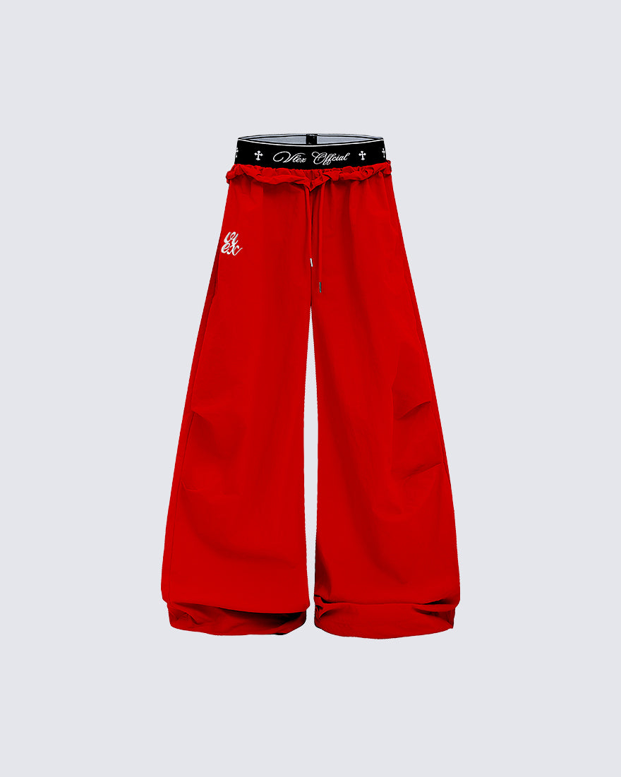 KIIKIO Retro Cross-Waistband Parachute Pants