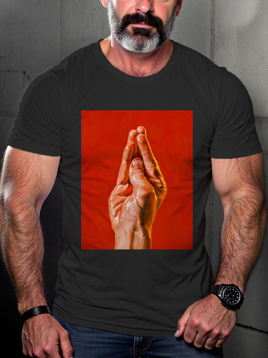 Men's Casual Silent Duck Hand Print Pride T-shirt