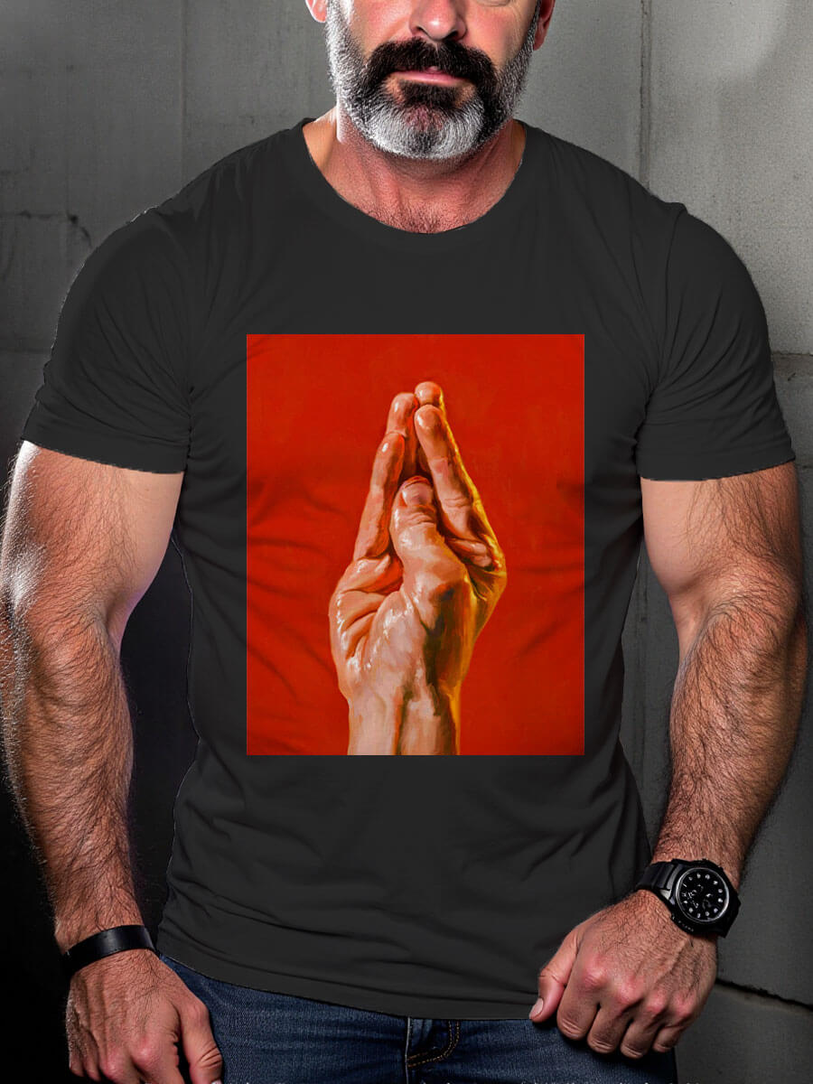 Men's Casual Silent Duck Hand Print Pride T-shirt