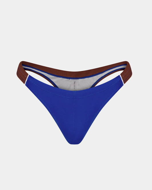 Retro Core Razor Thong - Blue & Brandy