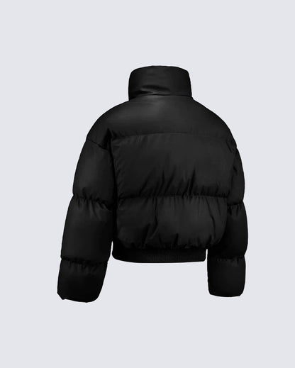 Simple High Neck Short Cotton Jacket