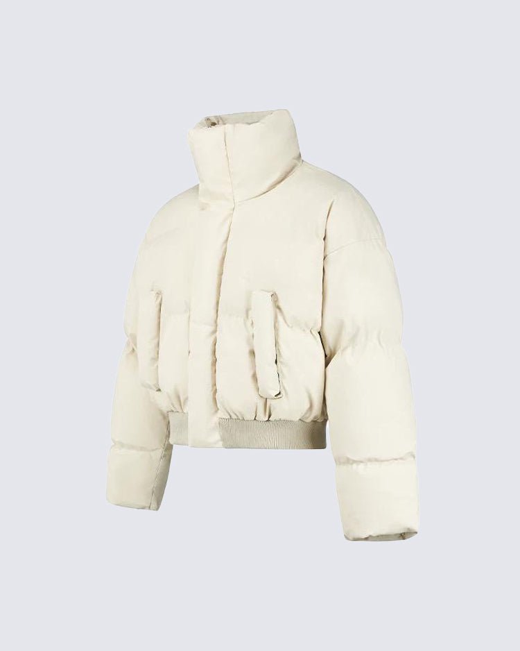 Simple High Neck Short Cotton Jacket