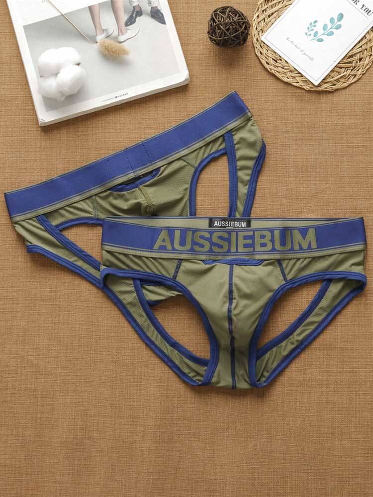 Men's Sexy Low Waist Hollow Double Thong Briefs
