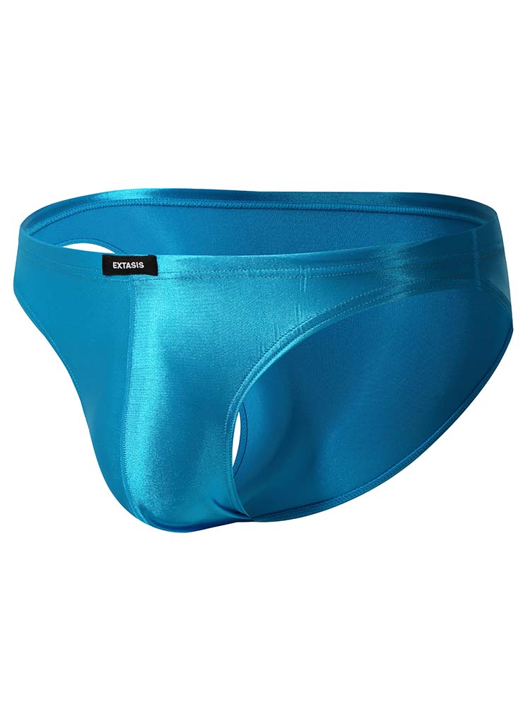 Men's Glossy Solid Color Satin Sexy Briefs
