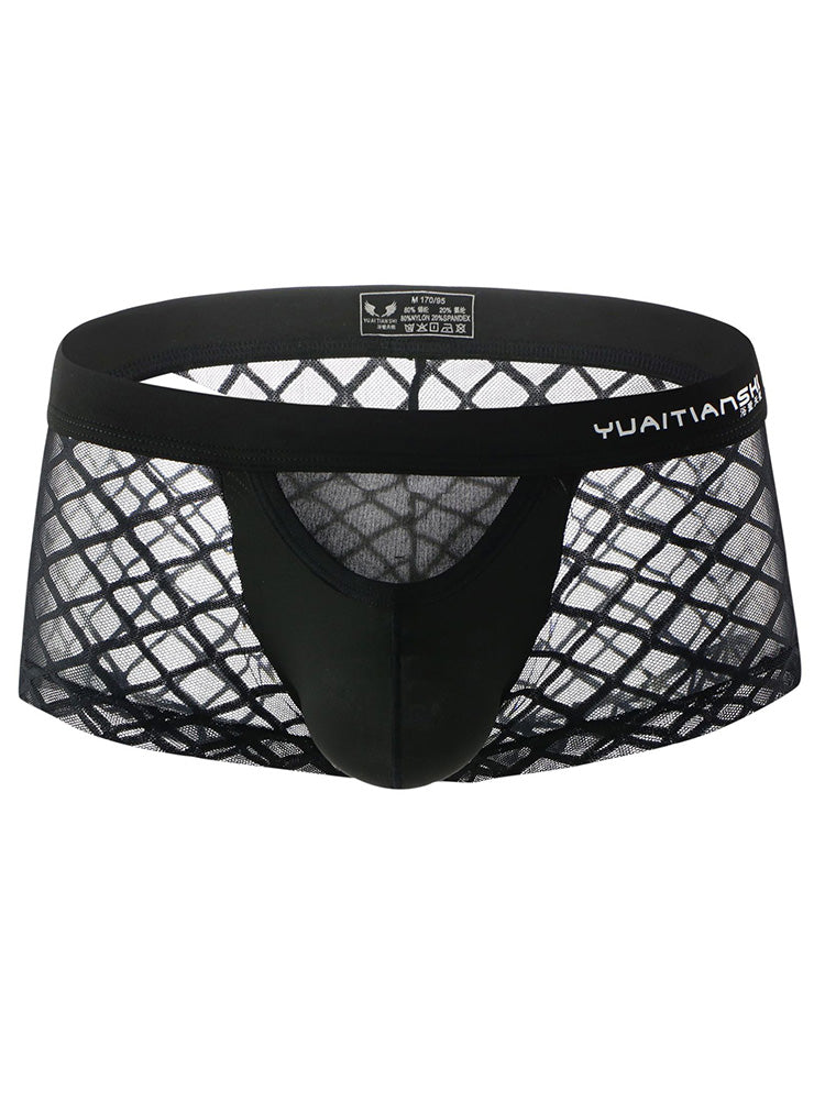 Breathable Lace Mid Waist Boxer Briefs