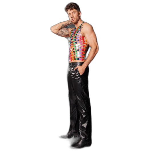 Rainbow Spectrum Sequin Mesh Tank