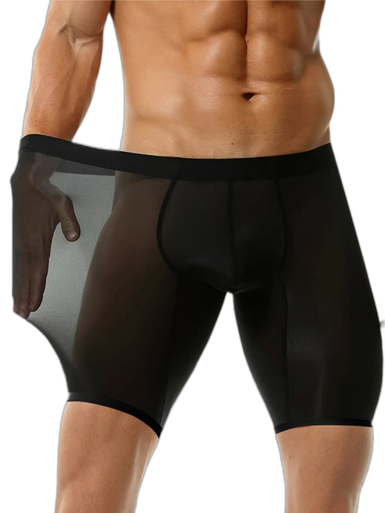 3 Pack Men's Ice Silk Athletic Long Boxer Briefs