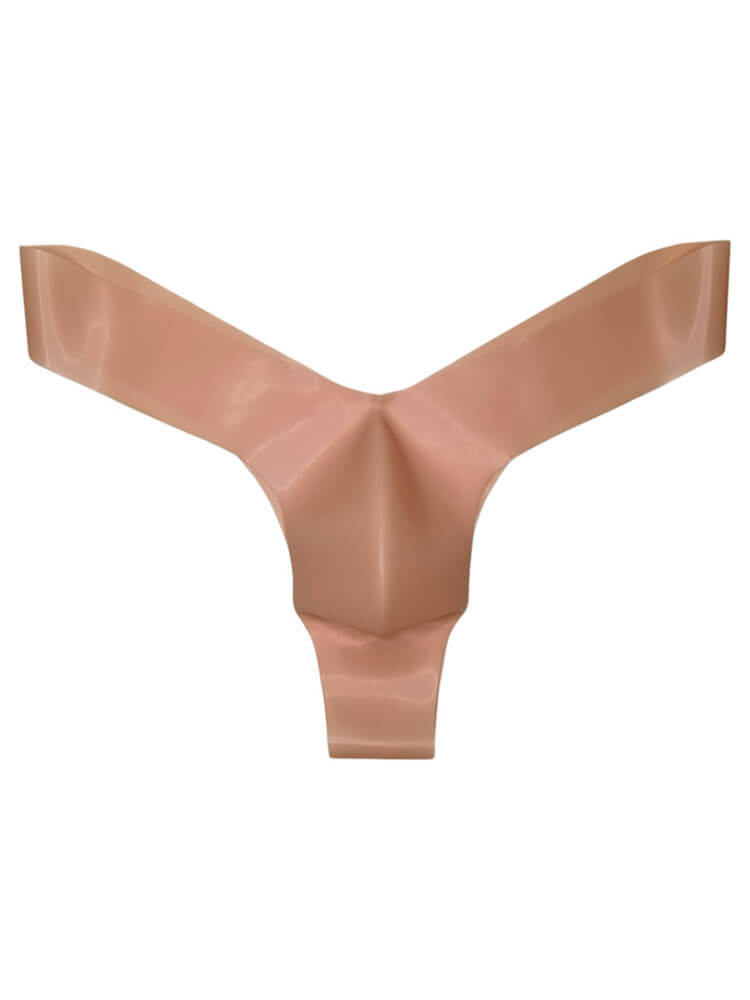 Men's Semi-Transparent Seamless V-Cut Latex Thong