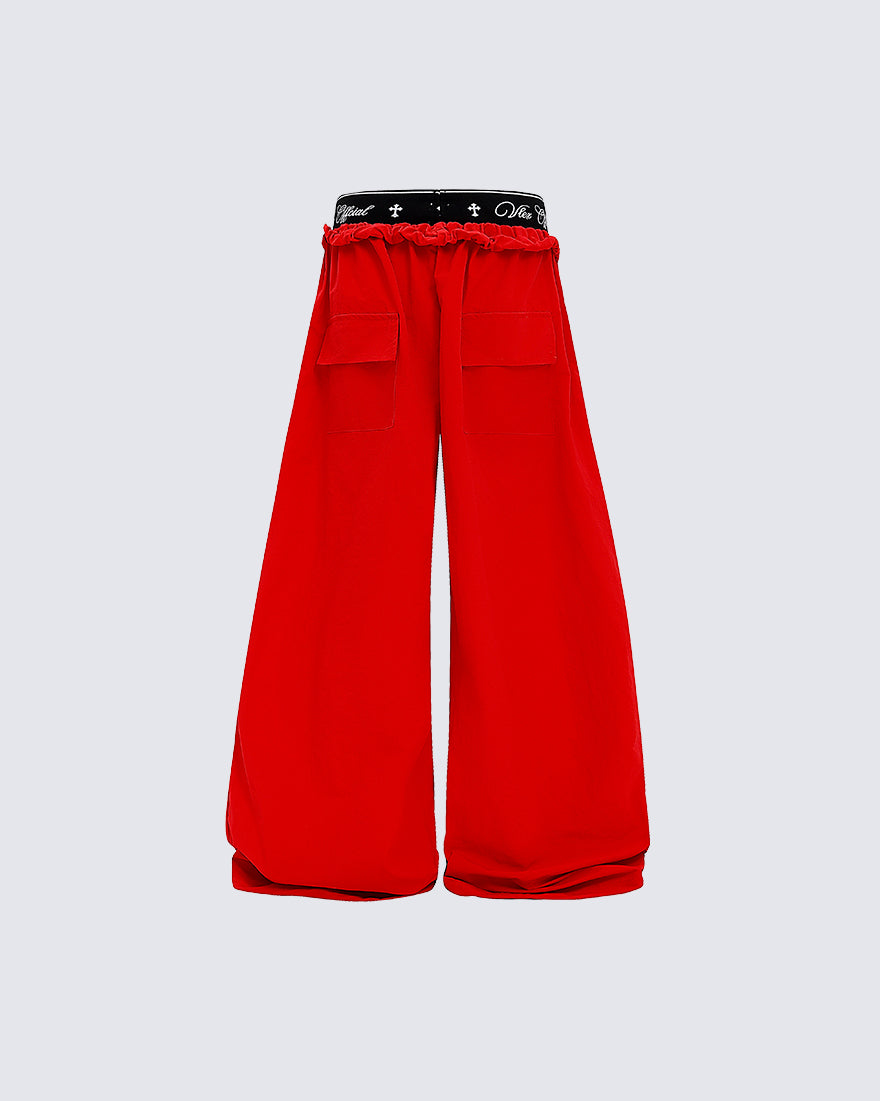 KIIKIO Retro Cross-Waistband Parachute Pants
