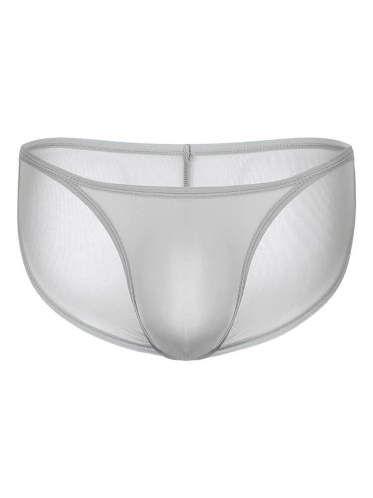 Men's Sexy High-Cut Mesh Solid Color Thin Briefs