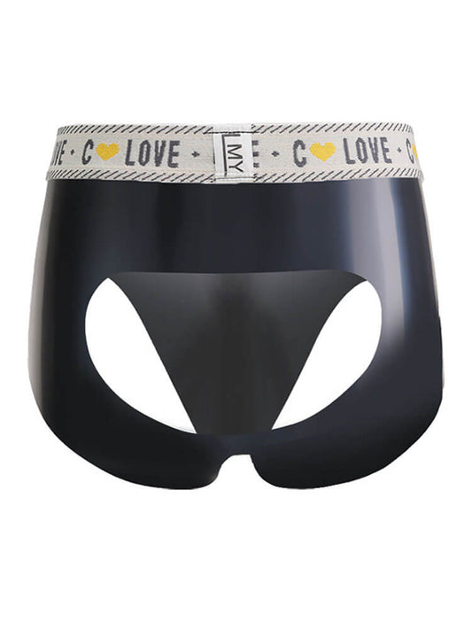Men's Sexy Low-Rise Backhollow Tight Latex Briefs