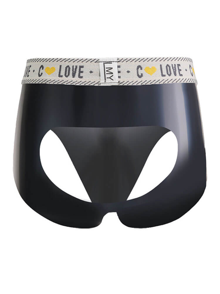 Men's Sexy Low-Rise Backhollow Tight Latex Briefs
