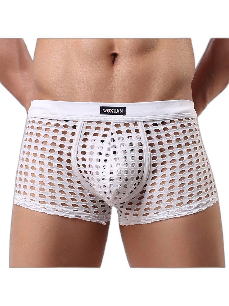 2 Pack Men's Hollow Mesh Sexy Trendy Moisture-Wicking Trunks