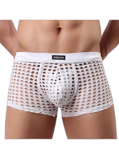 2 Pack Men's Hollow Mesh Sexy Trendy Moisture-Wicking Trunks
