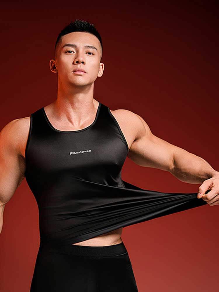 Men's Stretch Tank Top And Shorts Ice Silk Pajama Set