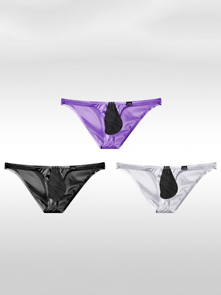 Men's Ultra-Thin Ice Silk Color-Blocked Briefs