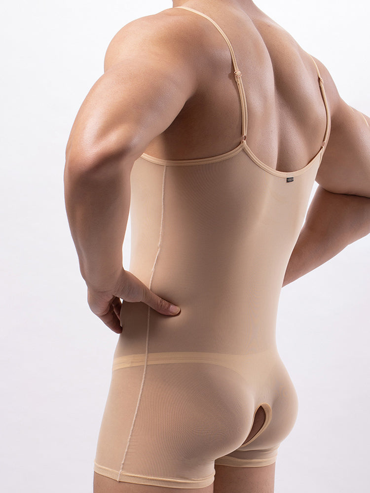 Men's Mesh Transparent Nylon Bodysuit