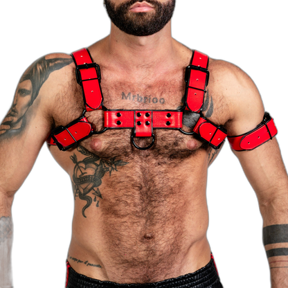 ruff GEAR Bold Leather Bulldog Harness Red